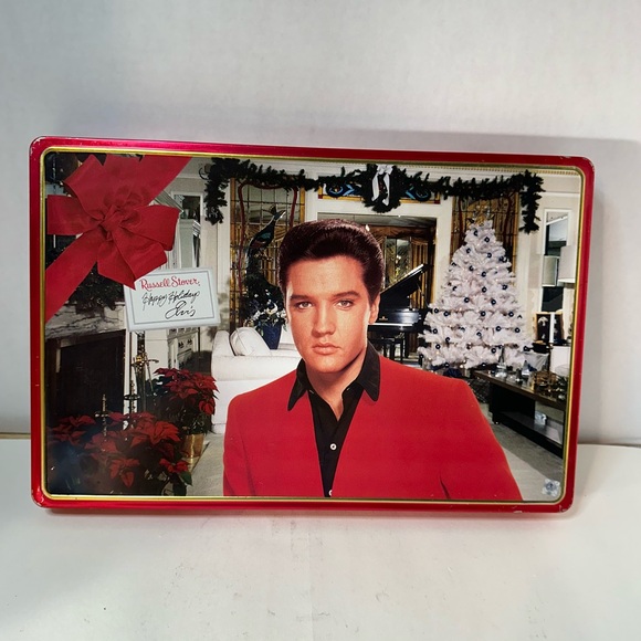 Russell Stover Elvis Presley Christmas Candy Tin Empty Collectible Box - Picture 1 of 7